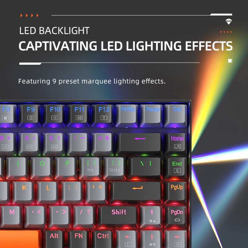 Henike K500A-B84 mechanical keyboard 75% TKL hot swappable wired gaming keyboard 6-color backlit 84 keys suitable for PC player laptops Y241126