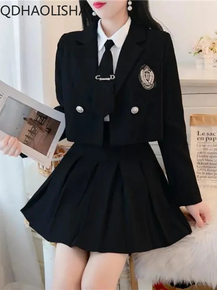 Two Piece Set for Women Autumer Long Sleeve Suit Jacket Pleated Skirt Elegant Sets To Dress Temperament Korean 241129