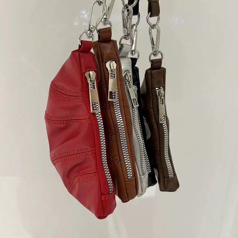 2024 new croissant niche design zero wallet key hanging neck accessories mini cute New glasses bag