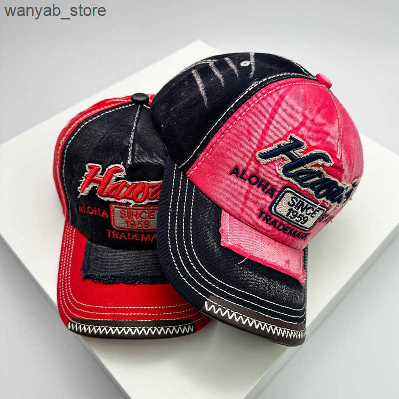 Ball Caps Korean retro washed mens and womens baseball cap cotton buckle cap embroidery new version fashionable letter casual Distress L240910