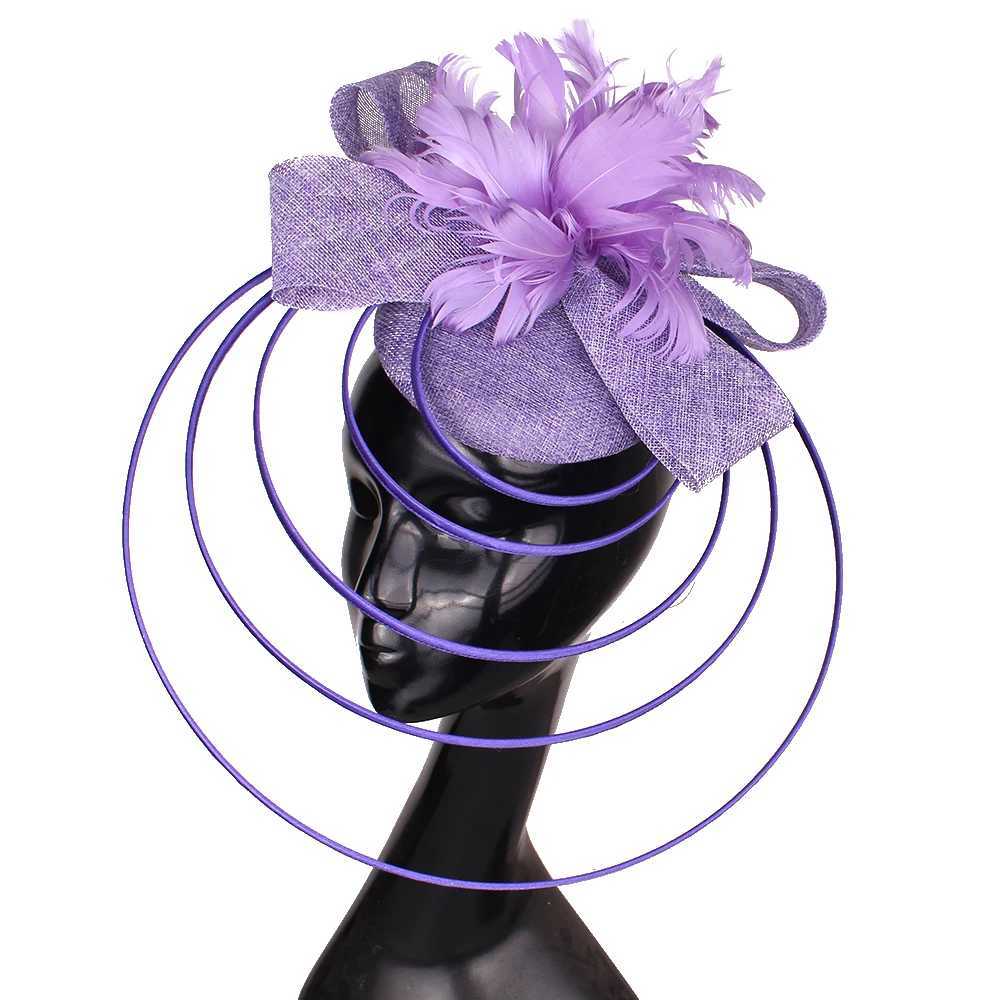 Wide Brim Hats Bucket Hats Elegant Ladies Wedding Fascinators Women Headwear Hair Clips With Fancy Feathers Party Tea Church Race Headdress Y240426