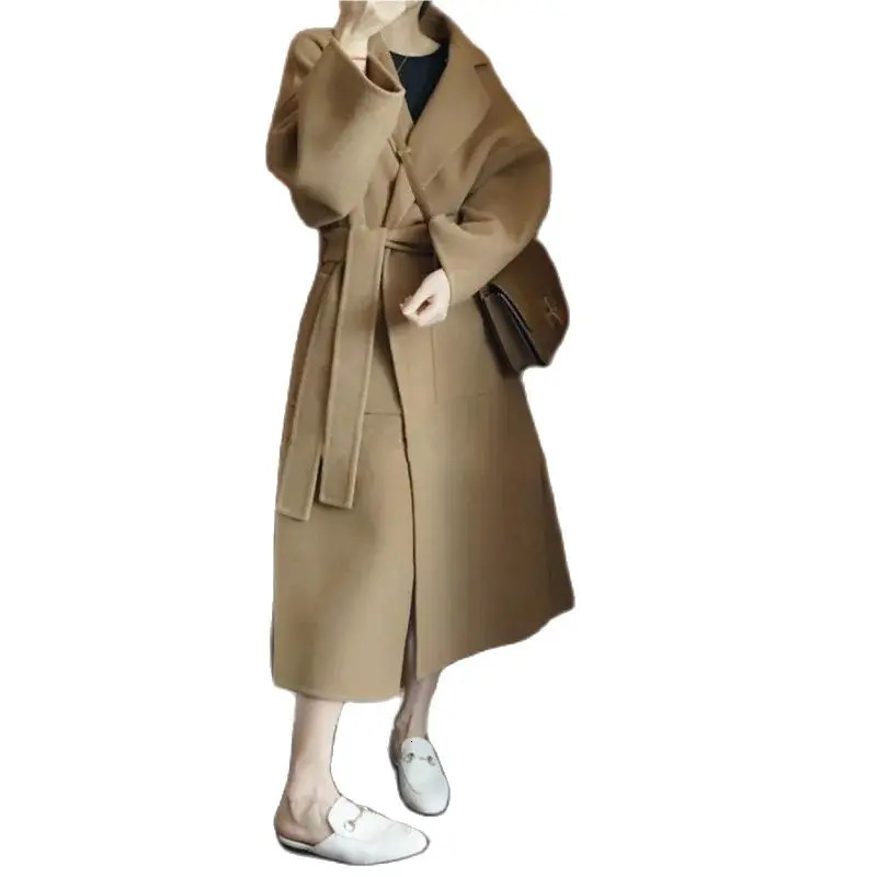 2024 Special Offer Side Slit 100 Pure Wool Womens Coat Long DoubleSided Woolen Loose Comfortable Clothing 241129