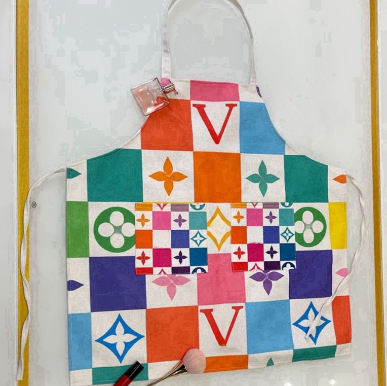 stampup fashion Designer Home kitchen cooking brown Old Flower Apron chef's work clothes barber shop household cleaning letter printing apron sta