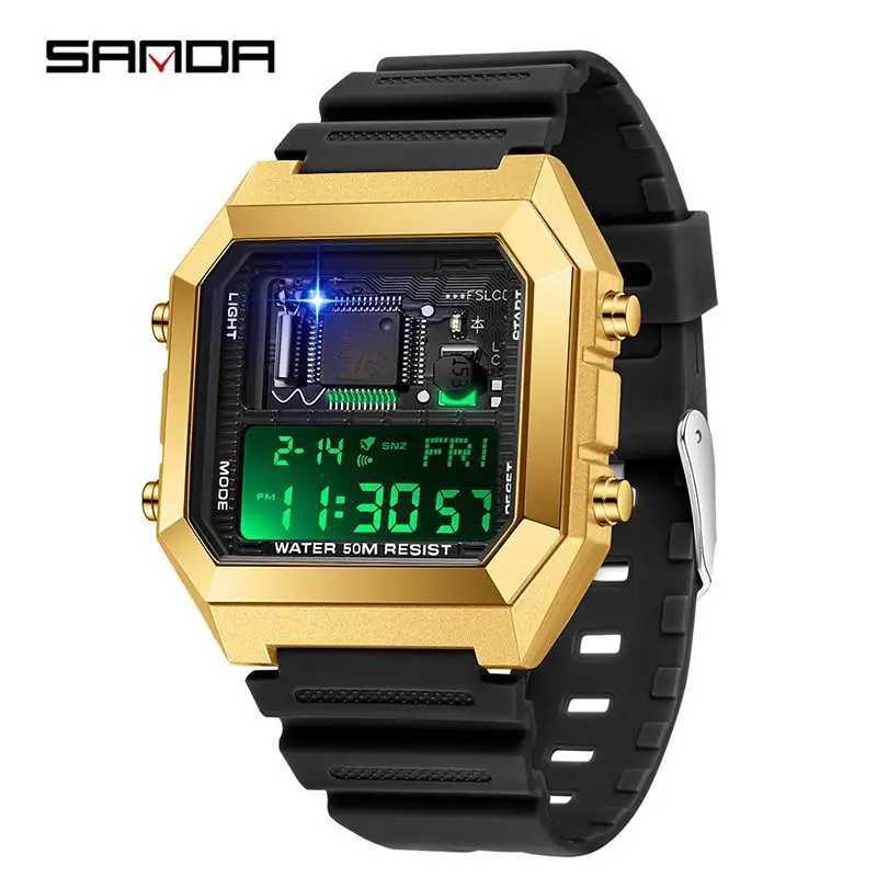 Sanda 6216 Ma and Fa Mens Student Ectronic New Square Mti Function reloj hbre Countdown Gift Watch Good quality free shipping