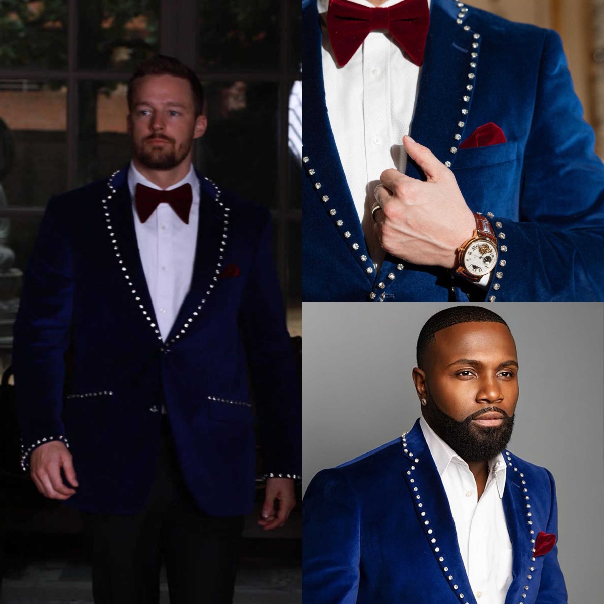 Classic Men Suits Rhinestone Beaded One Piece Set Coat Notched Lapel Wedding Tuxedos Single Breasted Business Formal Wedding Suit For Groom Custom Mad