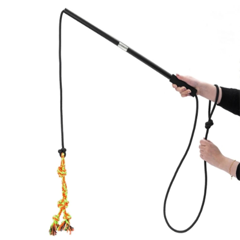 Interactive Flirt Pole for Large Dogs Chase Tug of War Lure Chewing Toy for Outdoor Exercise Training Dog Teaser Wand