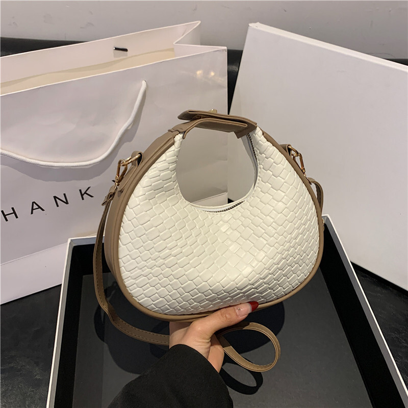 Spring New Fashionable, Simple, Leisure, Commuting, Western Style Crescent Bag, Handheld, Single Cross Shoulder, Women's Bag