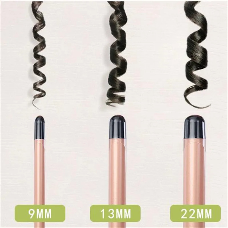 1PC 9mm 1m 22mm Professional Gold Electric Hair Curler Curling Iron Waver Pear Flower Cone Wand Styling Tool 2 240423
