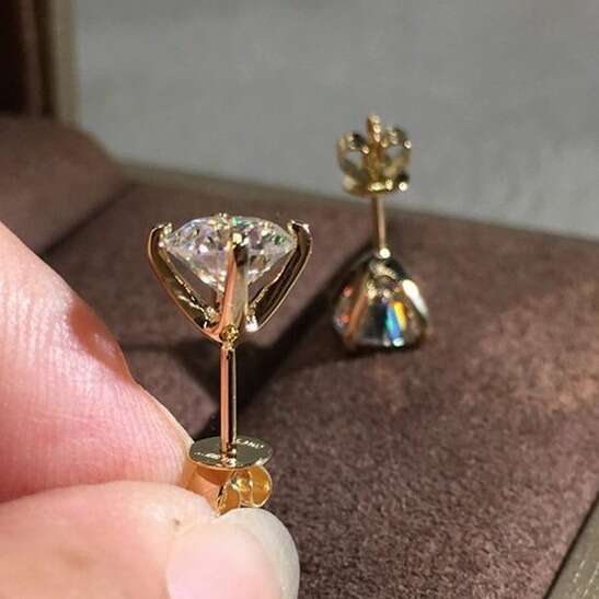 Earstuds, zircon four claw earrings, small accessories, women's jewelry