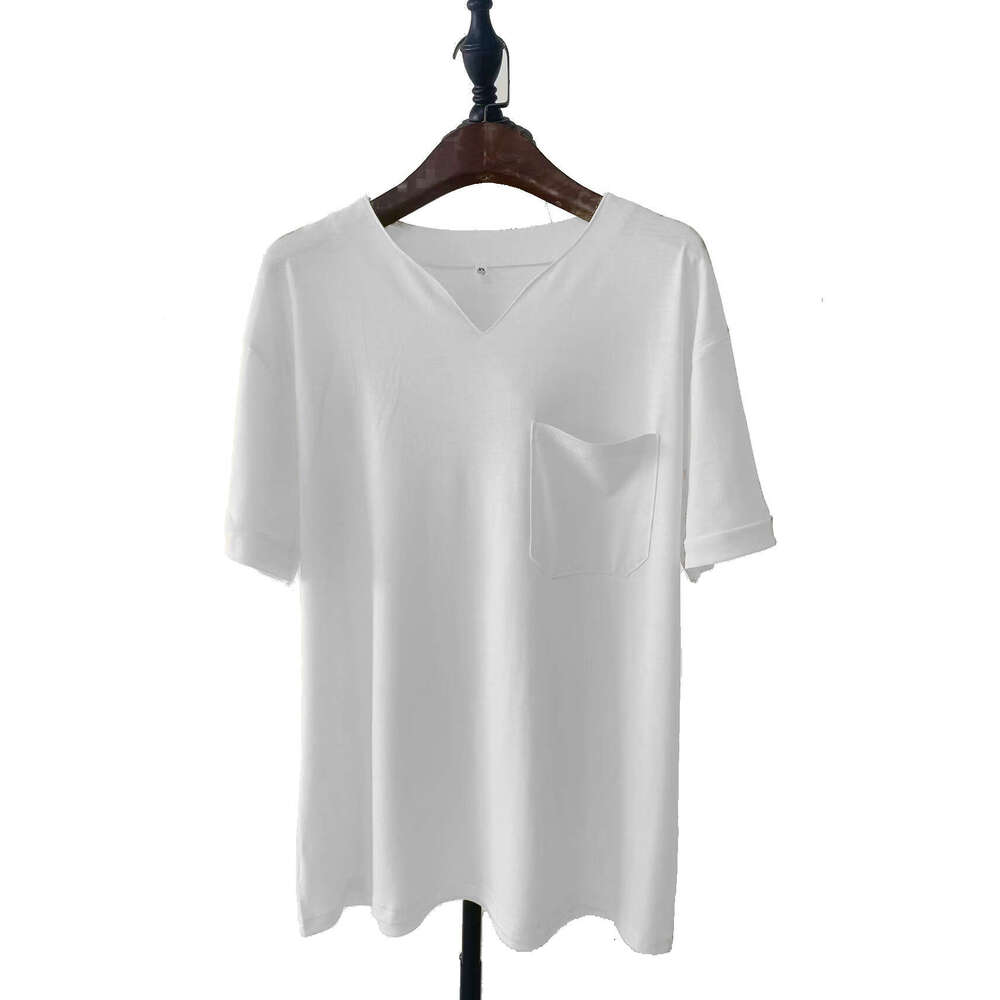 Muscle Men's Fiess Plus Size Sports T-Shirt With Elastic Cotton Pockets, Short Sleeves, Summer V-Neck Top, Trendy Clothing, Fashionable And Casua