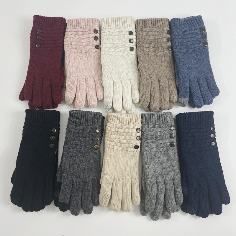 Warm gloves for autumn and winter knitted with plush and thickened touch screen wool gloves for cycling cold proof and anti slip cross-border Amazon