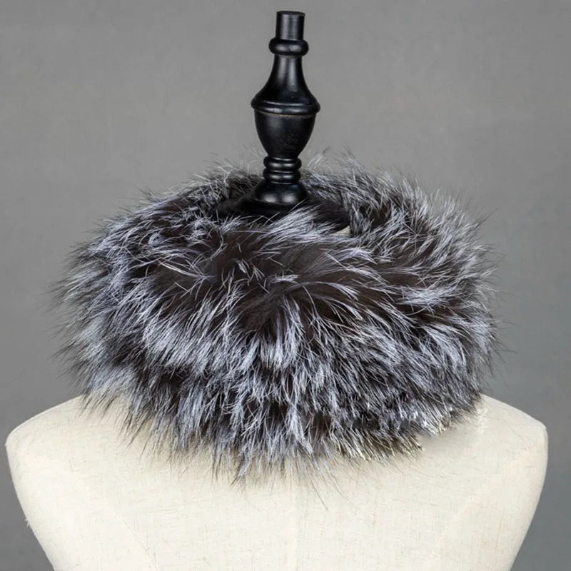 Real Raccoon fur Scarf Women Knitted Winter Warm Natural Fur Scarves Elastic Ladies Neck Warmer Russia Headbands 241122