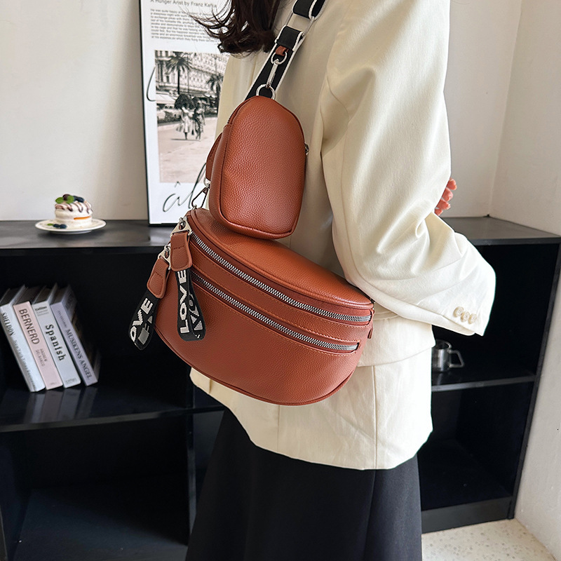 New Wide Shoulder Belt Waist Bag Trendy And Fashionable Single Shoulder Women's Bag Crossbody Handbag Chest Bag