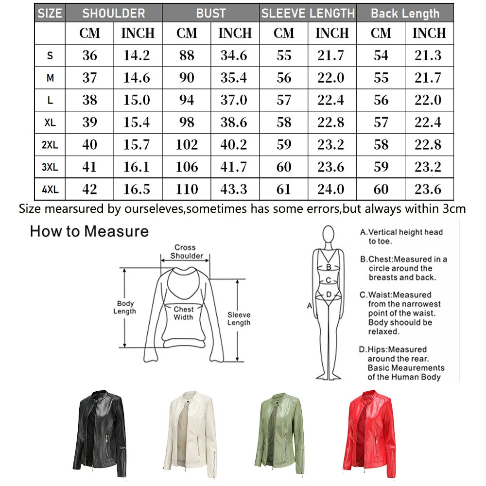 Spring Autumn Ladies Casual Leather Jacket Outdoor Windproof PU Stand Collar Tops Fashion Slim Motorcycle Wear Womens Clothing 241129