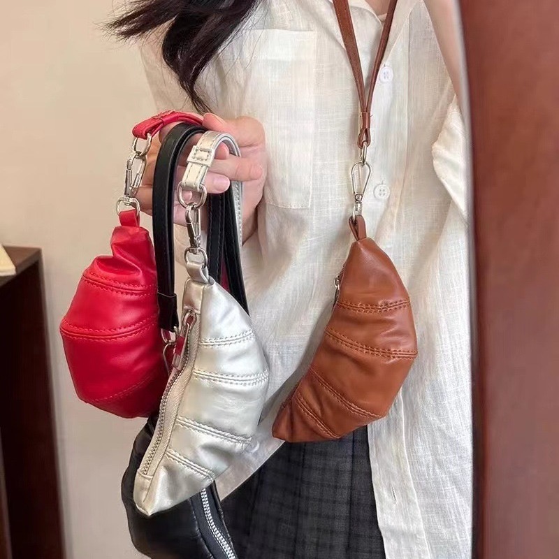 2024 new croissant niche design zero wallet key hanging neck accessories mini cute New glasses bag