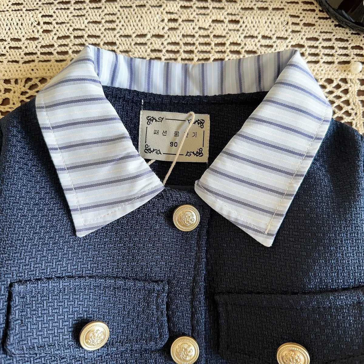 Clothing Sets Childrens Clothing Sets Lapel Single Breasted Coat + Pleated Skirt Kids Clothes Girls Winter Clothes for 2 To 7 Years Boutique Y2411290Z