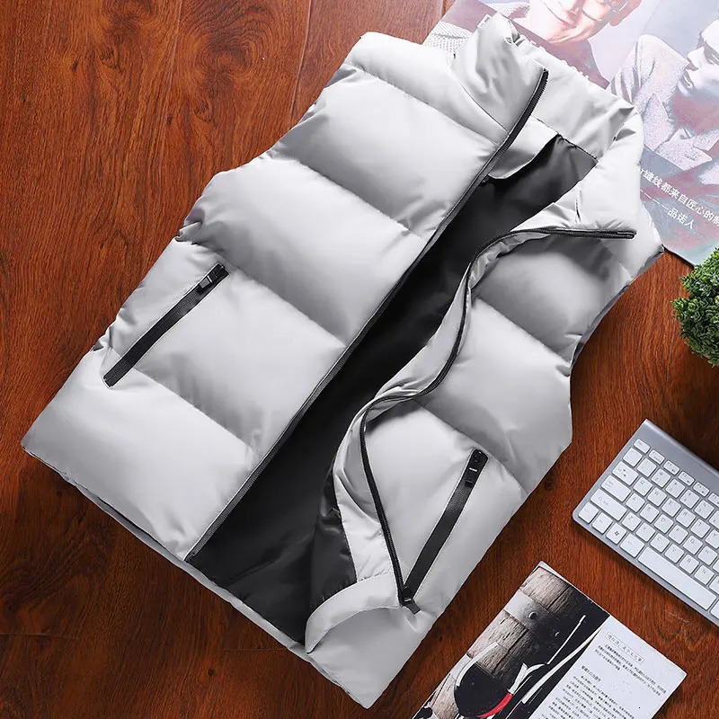 Men Vest Windproof Jacket Sleeveless Winter Casual Coat down Cotton Warm Thicken Waistcoat Thick 241129