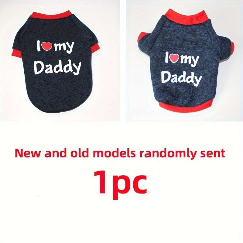 Toy Small Dogs And Cats - "I Mommy""I Love My Daddy", Soft Letter Print Pet Sweater