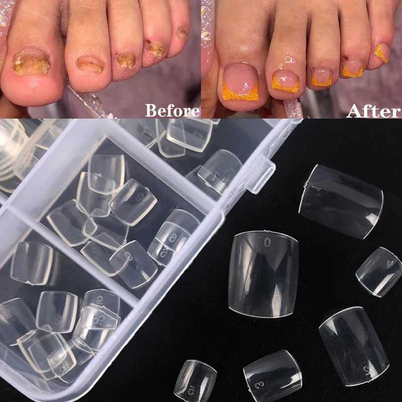 False Toes Nails French Square Nature White Clear Fake Toe Nails Feet Nail Tips Artificial Press on Toenails for Women MakeupXJ241128