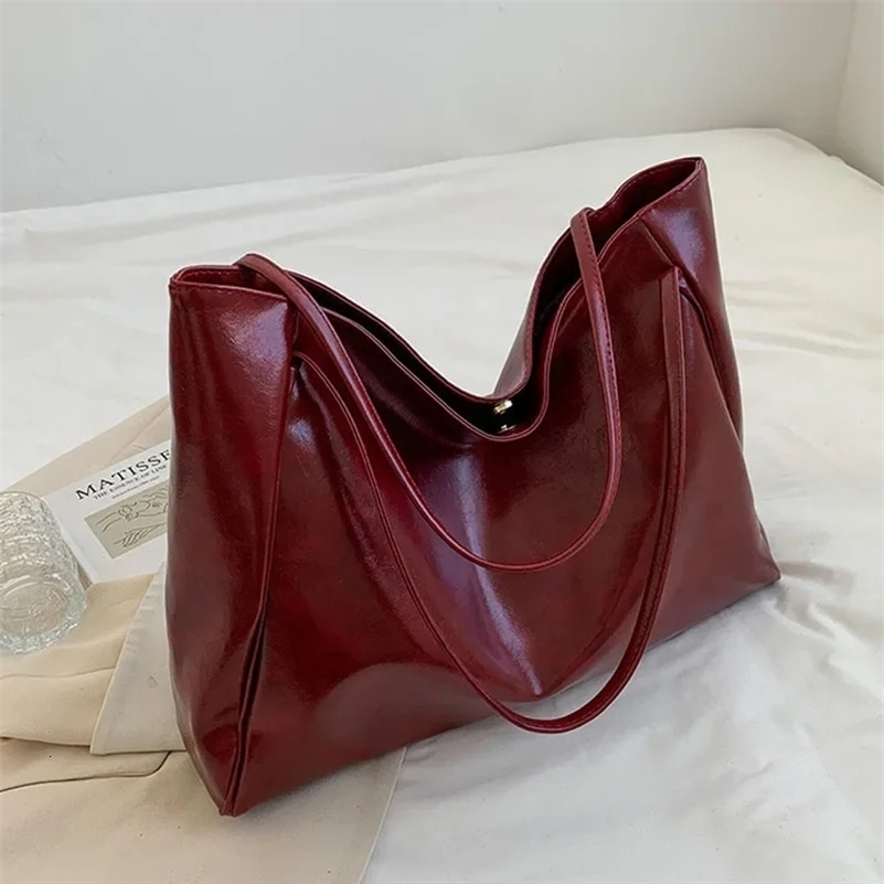Women Tote Bag Fashion Underarm Pouch Large Capacity Soft Pu Leather Shoulder Retro Crossbody Casual Portable BucketBags 241115