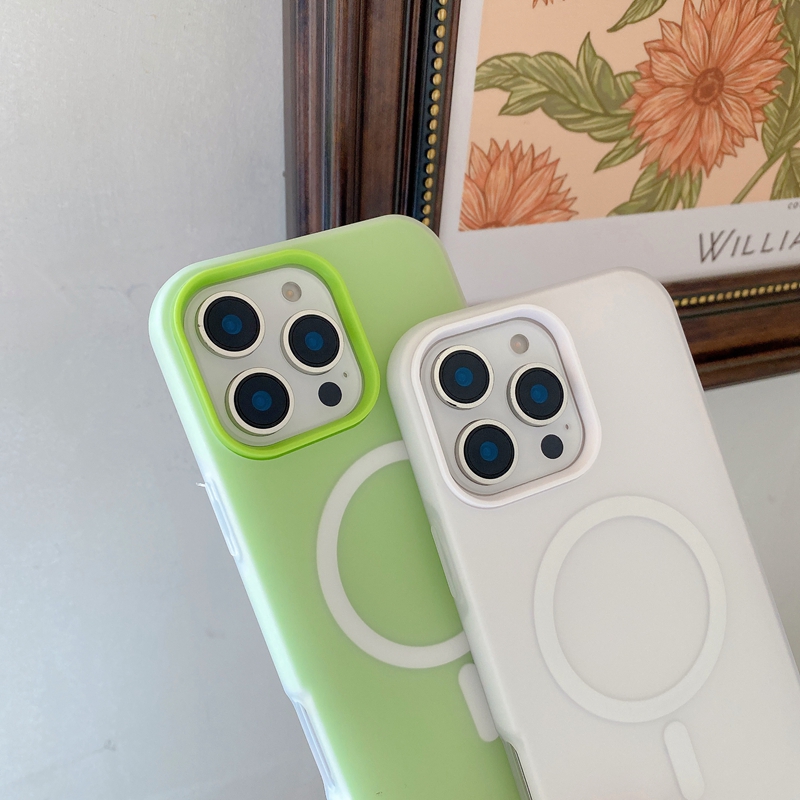 16E Magnet Wireless Charging 2in1 Cases For Iphone 16 Pro Max 15 Plus 14 13 12 11 Colorful Jelly Candy Hard PC Soft TPU 2in1 Hybrid Layer Magnetic Fro