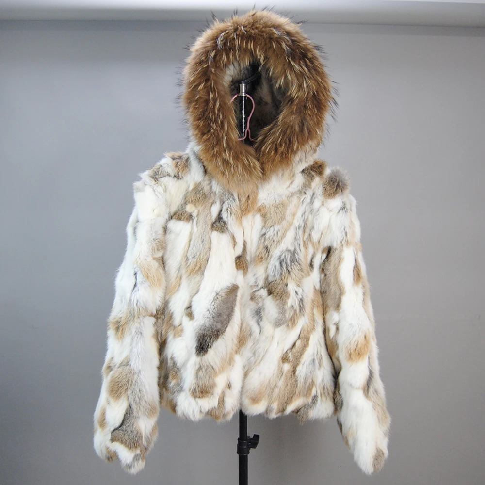 Winter Women Faux Rabbit Fur Hooded Coat Faux Fur Jacket Russia Lady Warm Outerwear 241120