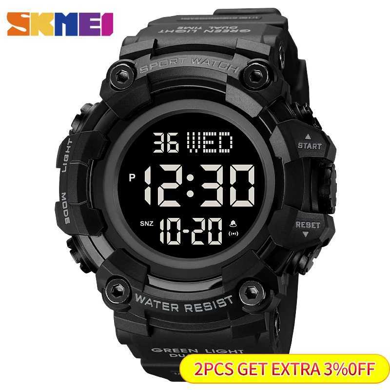 SKMEI Large Dial Stop Sport Mens D Light Digital Watch 5Bar Waterproof Countdown Clock reloj hbre 1968 M241128