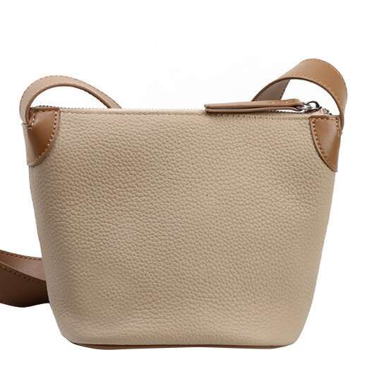 LEMON KOKO Light Leather One Shoulder Messenger Cowhide Urban Simple Bucket Bag