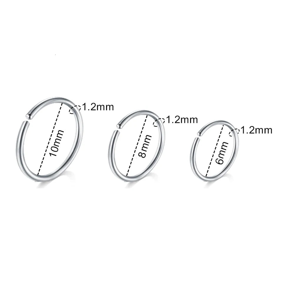 3pcs 20G16G 6810mm Nose Rings Hoops Set Small Thin Piercing Jewelry Elegant Minimalist For Septum Gold Silver Rose Color 241125