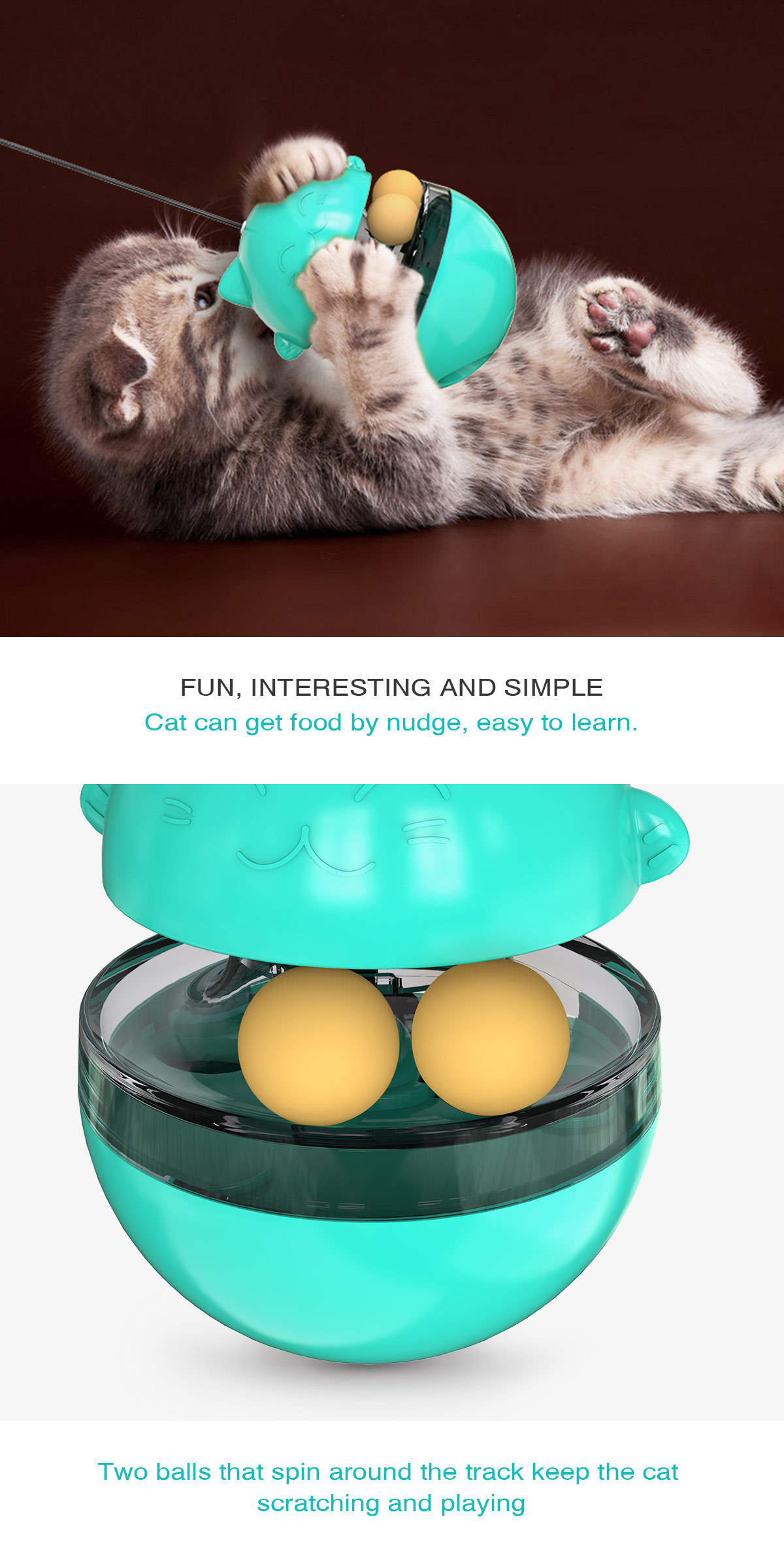 Update 2025 New Feeding Ball, Teasing Stick, Tumbler Cat Wheel Toy, Self Hi Artifact, Pet Supplies Wholesale, Free Shipping