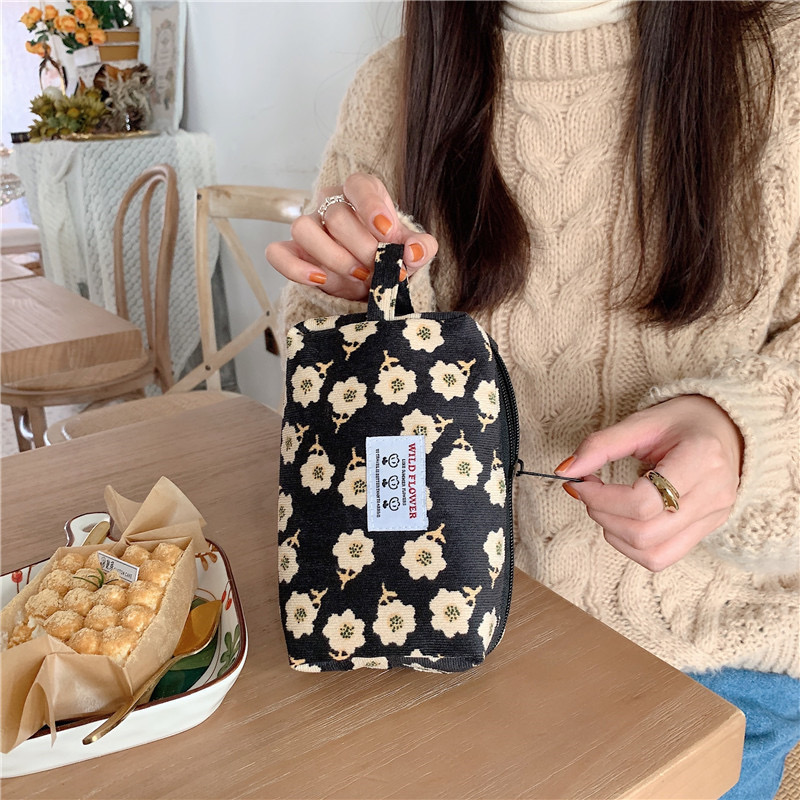 Korean Corduroy Handheld Makeup New Toiletry Storage Bag, Portable Wallet for Women