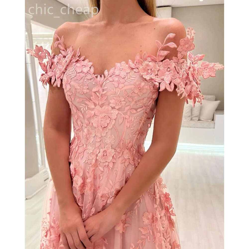 Aso A Line Pink Ebi Prom Dress Floral Lace Vintage Sexy Evening Formal Party Second Reception Birthday Engagement Gowns Dresses Robe De Soiree Zj Es