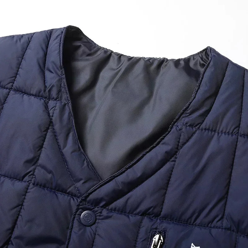 Lightweight Duck Down Warm Vest for Men Winter Vneck Sleeveless Jacket Male Button Coat Fashion Casual Waistcoat 241129