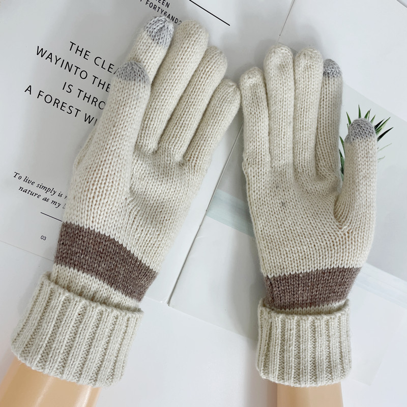Manufacturer's new winter warm knitted gloves touch screen gloves wool men's and women's cold resistant woolen gloves spot wholesale