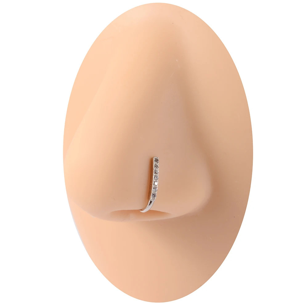 1PC Fashion Zircon Flower Star Silver Color Nose Cuff Plum Heart Moon Ear Clips Piercing Ring For Women Girls Jewelry 241125