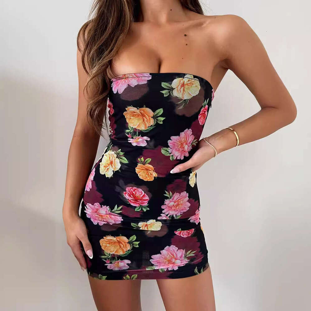 Women's clothing 2024 summer new sexy strapless waist wrap buttocks slimming nightclub dress for women