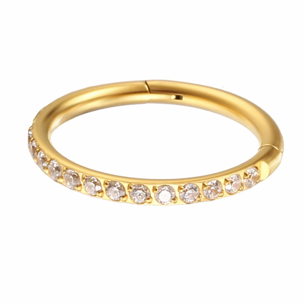 Stainless Steel Nose Ring Piercing Body Jewelry Hoop Earrings For Women Lip Zircon Septum Clicke Hinged Segment 241125