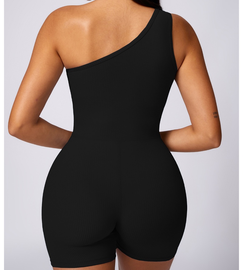 A195 Women Summer Oblique One-Shoulder Exercise Tight-Fitting Fiess Jumpsuit Female Thread Elastic Beauty Back One-Piece Yoga Clothes