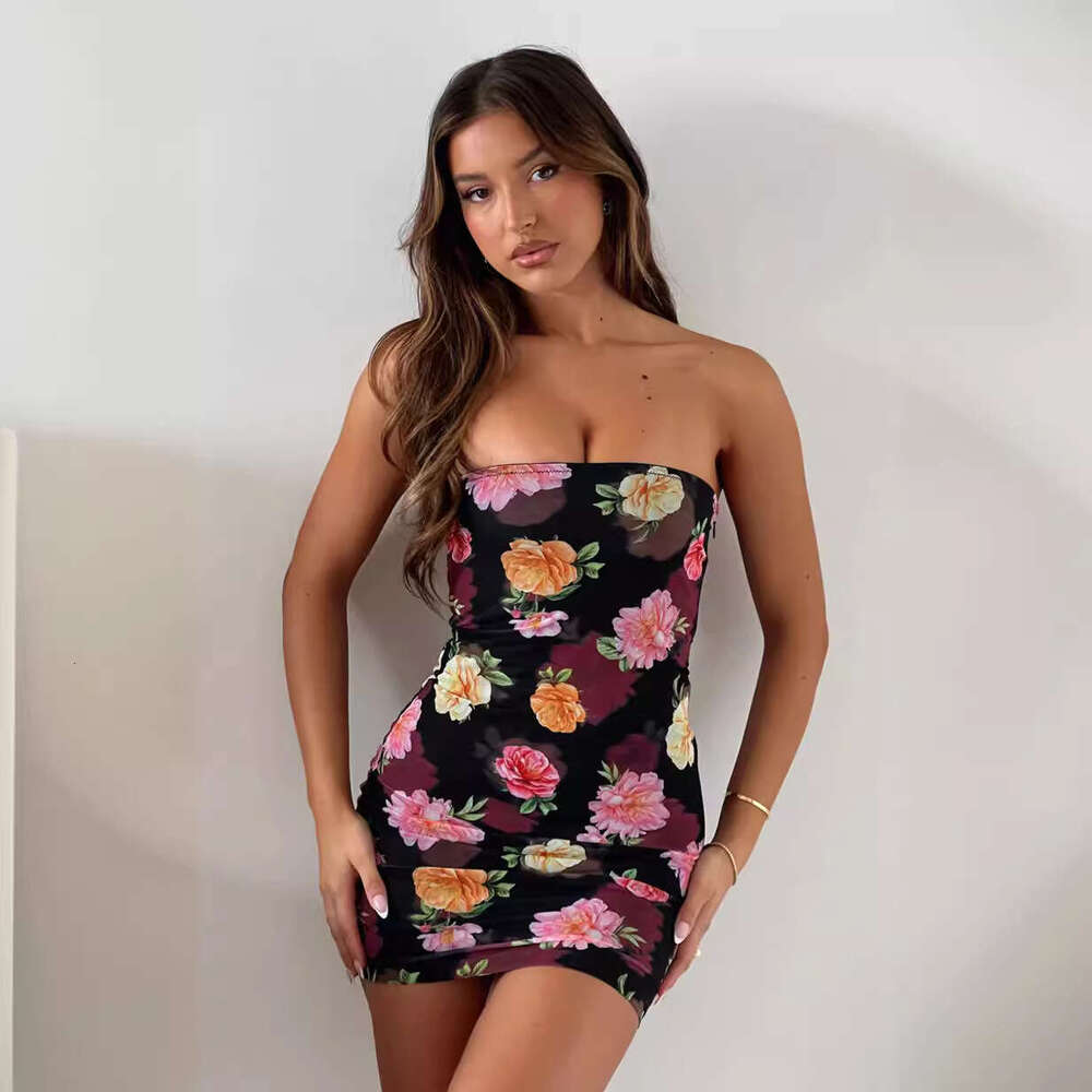 Women's clothing 2024 summer new sexy strapless waist wrap buttocks slimming nightclub dress for women
