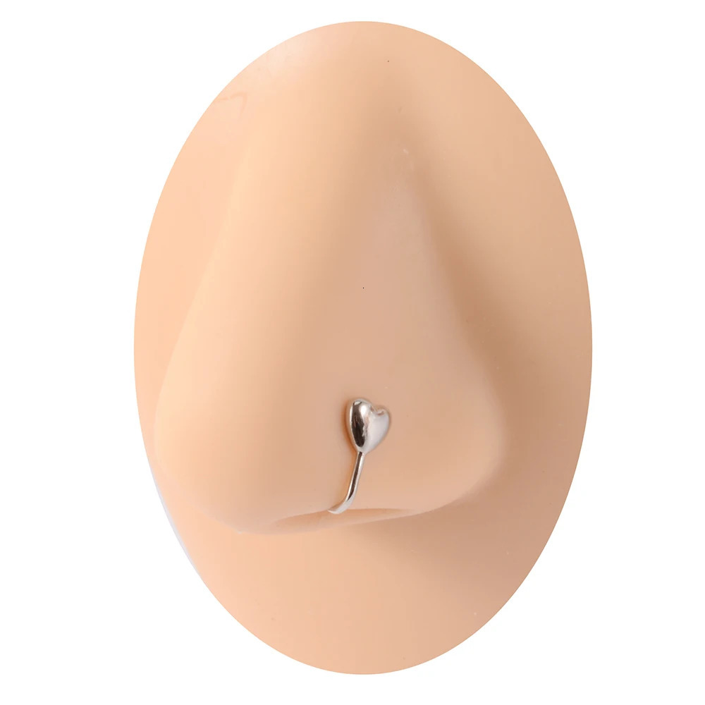 1PC Fashion Zircon Flower Star Silver Color Nose Cuff Plum Heart Moon Ear Clips Piercing Ring For Women Girls Jewelry 241125