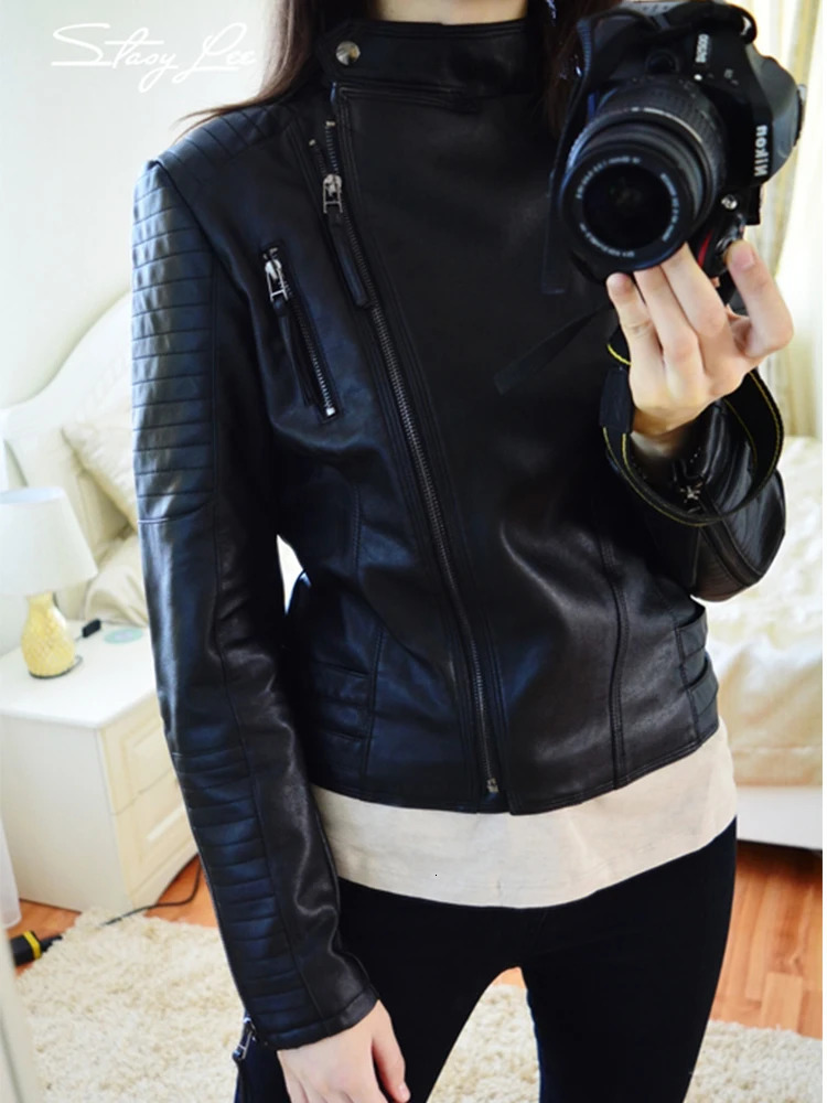 Fitaylor Spring Autumn Women Punk Leather Jacket PU Faux Jackets Basic Bomber Motorcycle Black Coat 241129