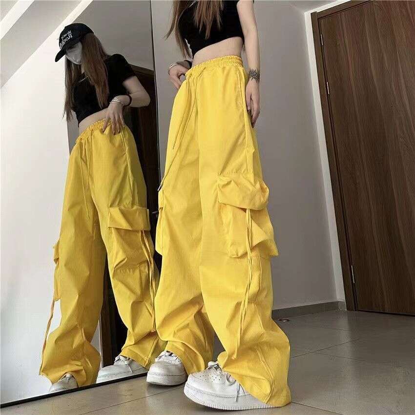 American Casual Pants Women's Summer New Straight Hanging Feeg Wide Leg Workwear High Waist Slimming Trend Clothing Fashionable Temperament B4