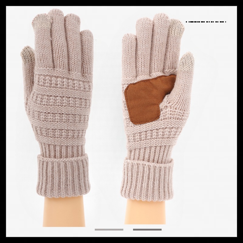 Winter anti cold and warm touch screen knitted gloves foreign trade source outdoor cycling five finger gloves fashionable woolen gloves