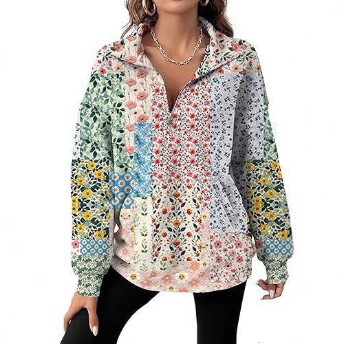 Women's Zipper Hoodie 3D Digital Pattern Series Printed Hoodie Casual autumn sweater print