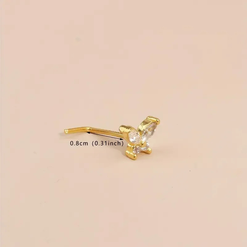 20G Zinc Alloy Butterfly Inlaid Zircon Nose Ring Hoop Piercing for Women Body Jewelry 241125