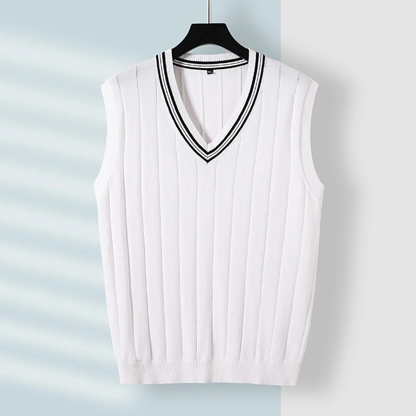 MenS Autumn And Winter Casual Sweater Vest Slim Fit Pure Cotton Sleeveless V Neck Solid Color Pullover Loose Knit Cardigan 241129