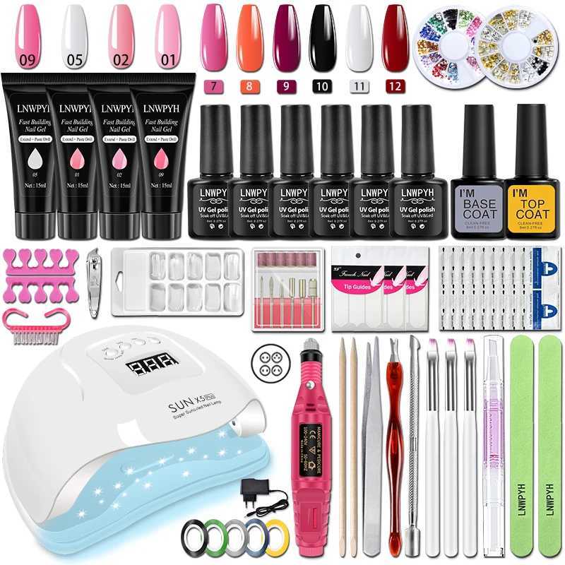 Manicure Set Poly Nail gel Kit Professional Nail Kit with nail lamp acrylic extended gel nail polish all for nail gel tool kit W241128
