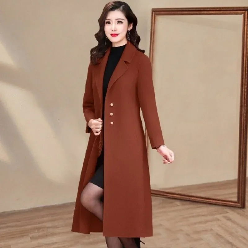 Stylish AgeReducing Autumn Winter Woolen Jacket For Women Slimming High Waist Slim Fit Smooths Your Silhouette Plus Size 241129