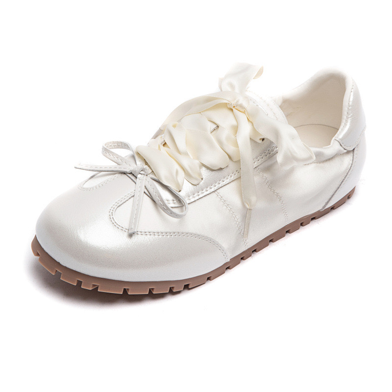 Ballets hot Sneakers for Women, Lace Up Flats, Ins Stain, Bow Tennis, Athletic Shoes, Size 35-40