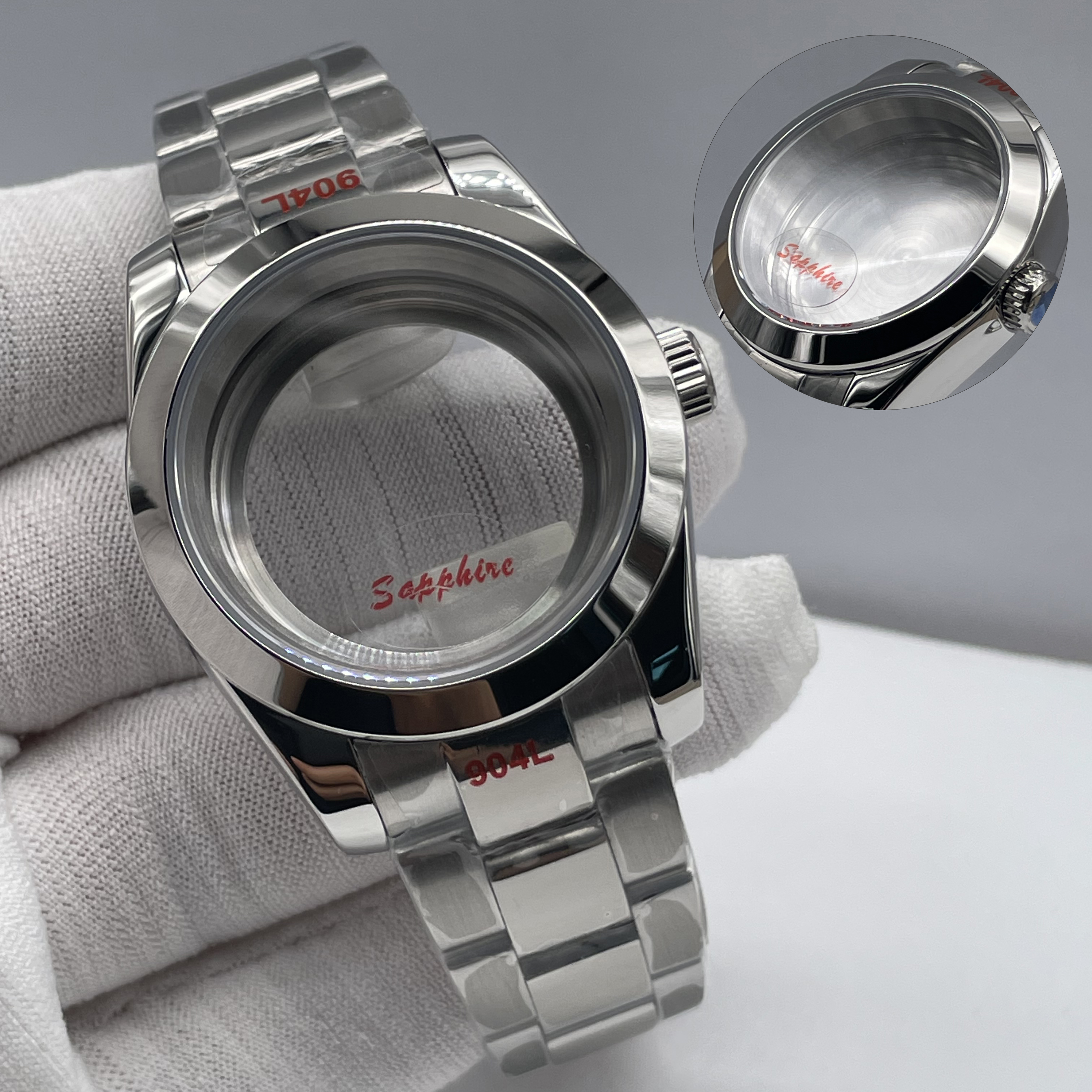 40mm no date window case with date window Men Watch case Fit 28.5mm-29.3mm dial Solid 316L stainless steel Sapphire Glass NH35 NH36 NH34 NH38 NH39 NH7